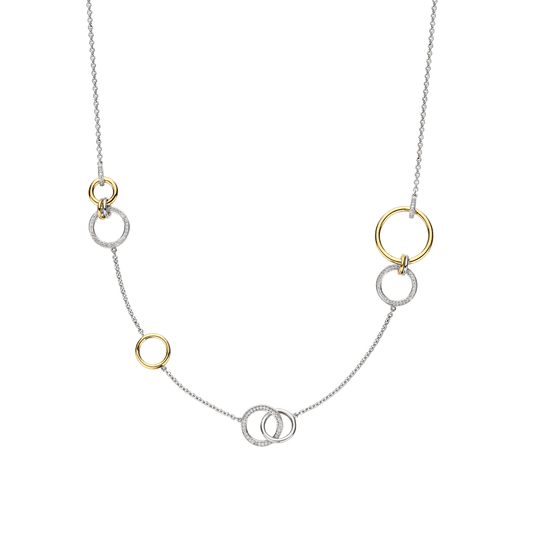 Milano Interlocking Rings Chain Necklace - Silver/Gold - 34099ZY/45