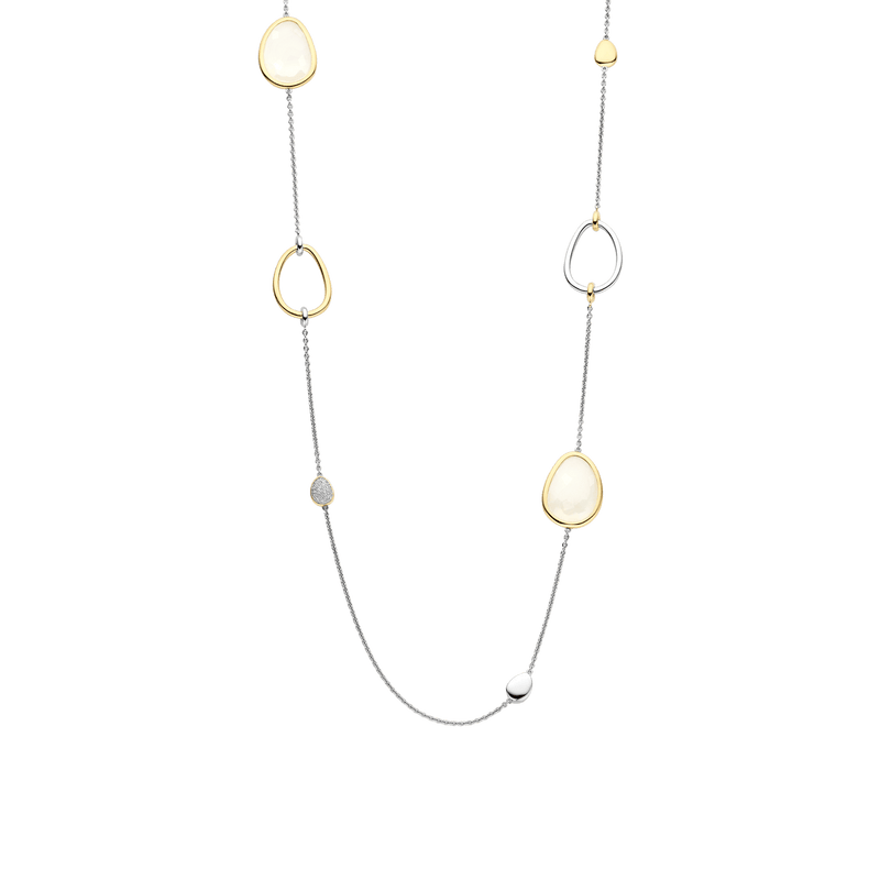 Milano Mother Of Pearl Long Station Necklace - Gold/Silver - 34102MW/80