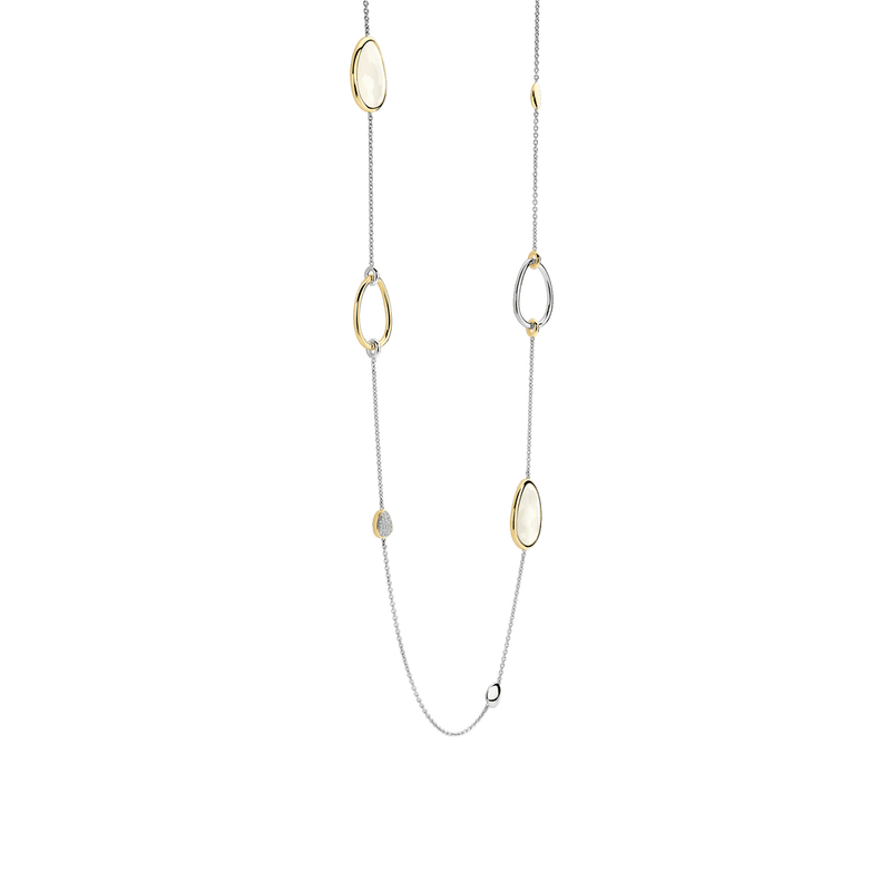 Milano Mother Of Pearl Long Station Necklace - Gold/Silver - 34102MW/80