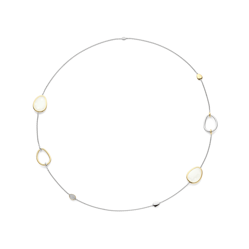 Milano Mother Of Pearl Long Station Necklace - Gold/Silver - 34102MW/80