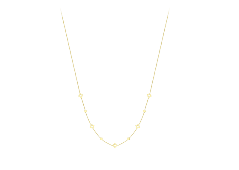 Fancy Square Necklace - 9ct Yellow Gold
