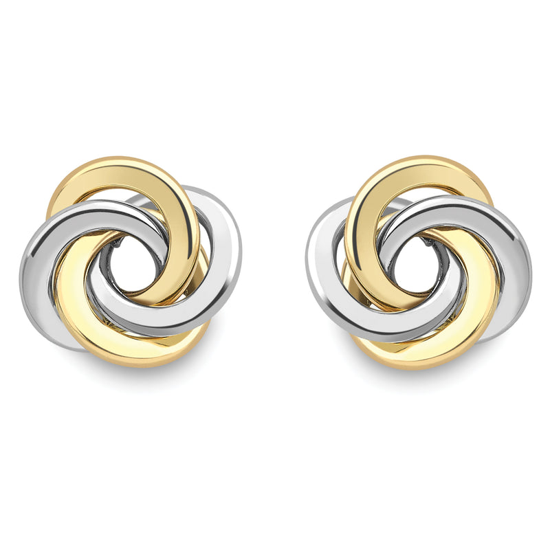 Bicolour Knot Stud Earrings - 9ct Yellow & White Gold