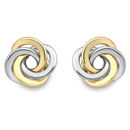 Bicolour Knot Stud Earrings - 9ct Yellow & White Gold