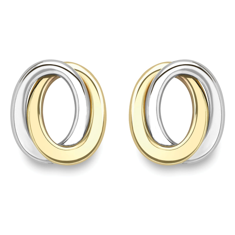 Oval Knot Stud Earrings - 9ct Mixed Gold