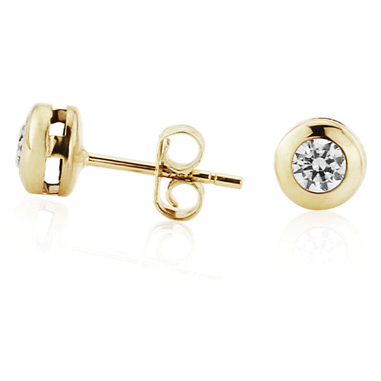 Cubic Zirconia Stud Earrings - 9ct Yellow Gold