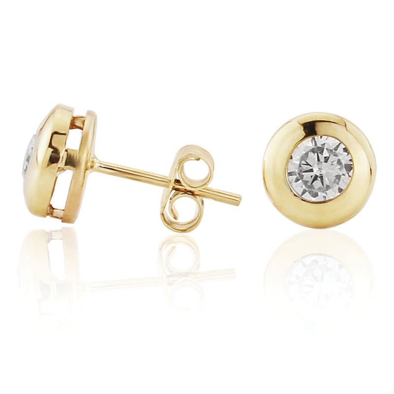 CZ Stud Earrings - 9ct Yellow Gold
