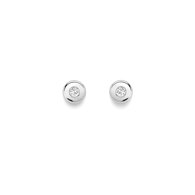 Cubic Zirconia Stone Set Stud Earrings - 9ct White Gold