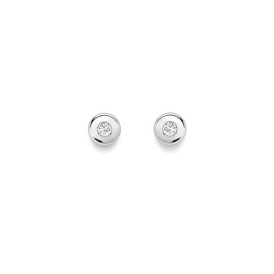 Cubic Zirconia Stone Set Stud Earrings - 9ct White Gold