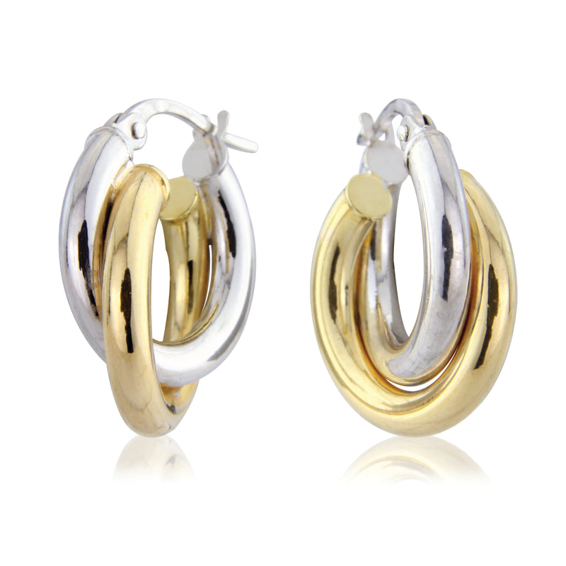Twisted Hoop Earrings - 9ct White & Yellow Gold