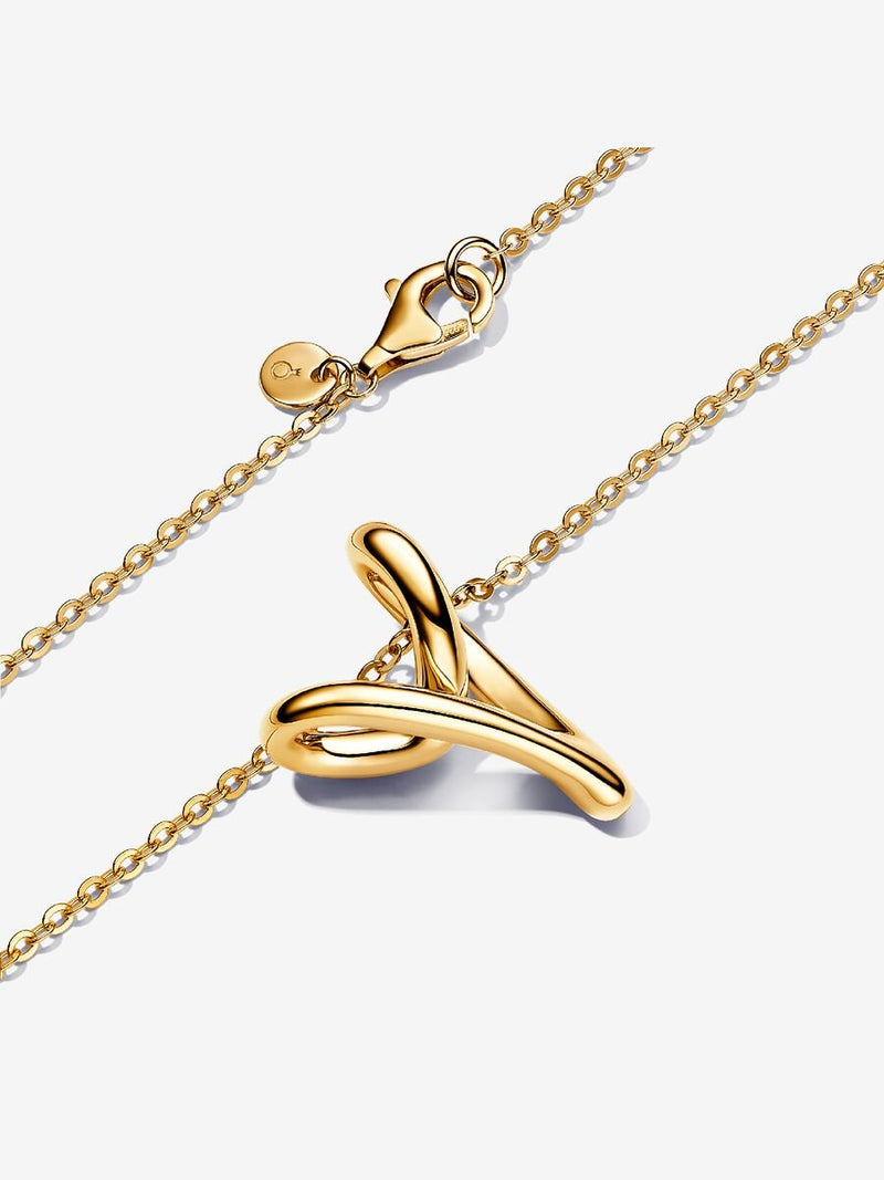 Organically Shaped Heart Pendant Necklace - 14ct Gold Plated - 363272C00-70