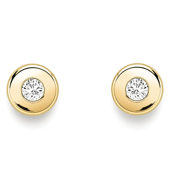 Cubic Zirconia Stone Set Stud Earrings - 9ct Yellow Gold