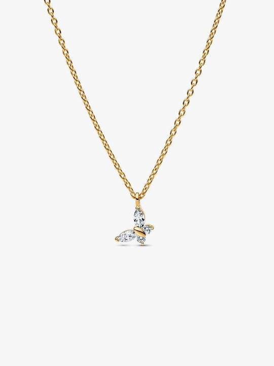 Butterfly Pendant Necklace - 14ct Gold Plating - 364267C01-45