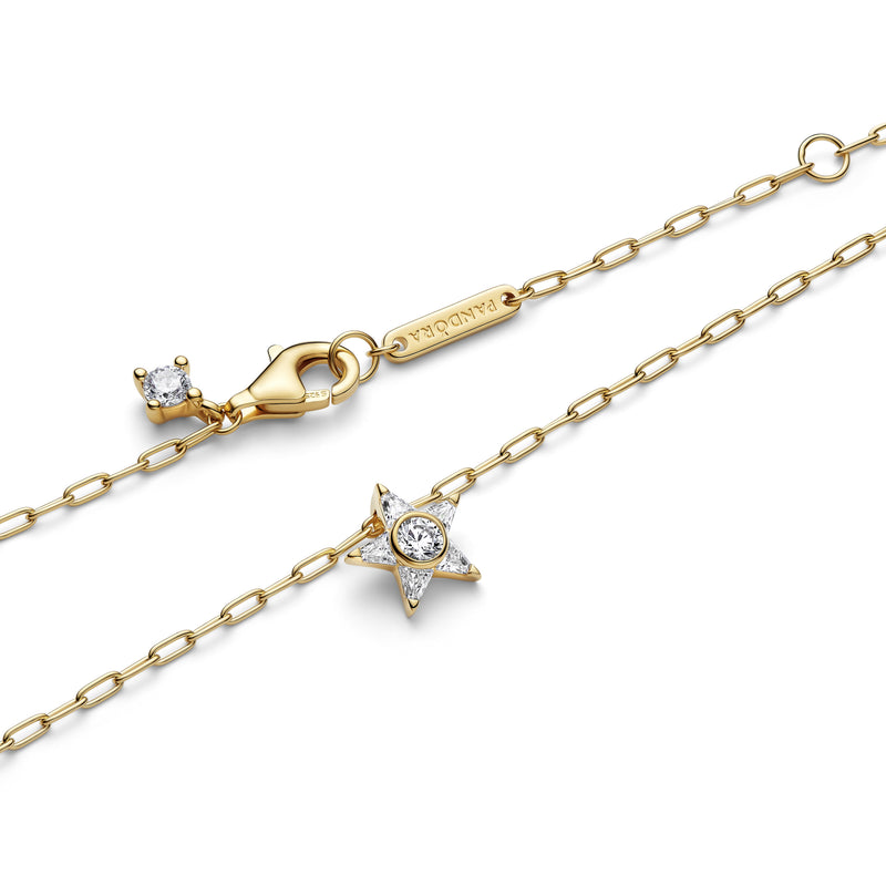 Star Pendant Necklace with Cubic Zirconia - 14ct Gold Plating