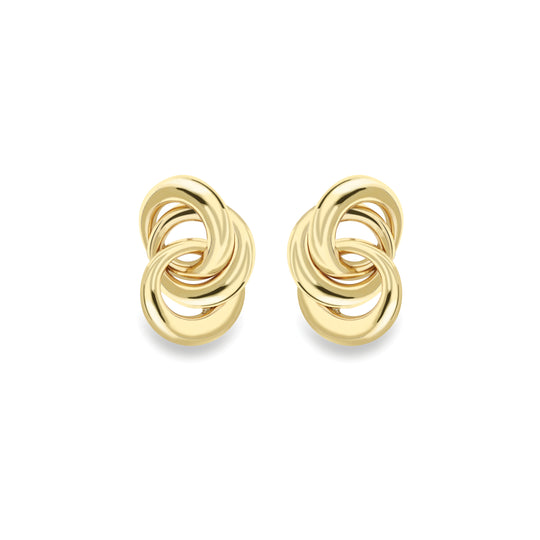 Interlocking Stud Earrings - 9ct Yellow Gold