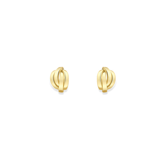 Interlocking Stud Earrings - 9ct Yellow Gold