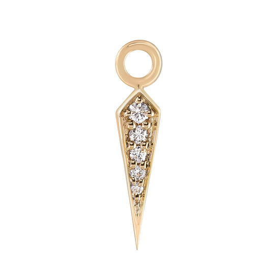 Long Point Rhombus Plaque With White Diamond - 9ct Yellow Gold - PO-RH-WD