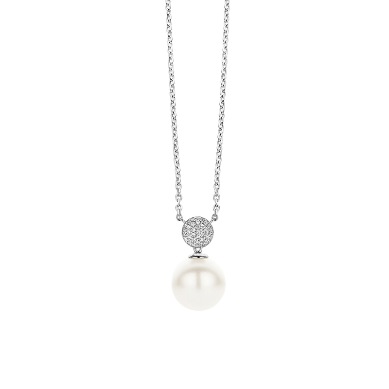 Milano White Pearl Pendant Necklace - Silver - 3854PW/42