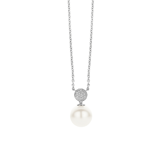 Milano White Pearl Pendant Necklace - Silver - 3854PW/42