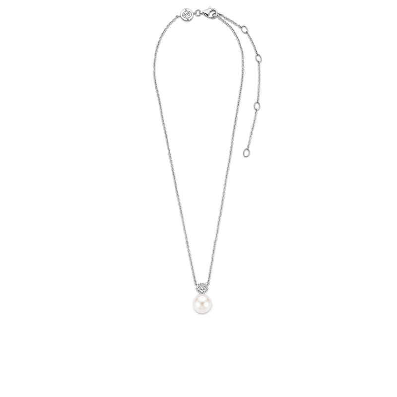 Milano White Pearl Pendant Necklace - Silver - 3854PW/42