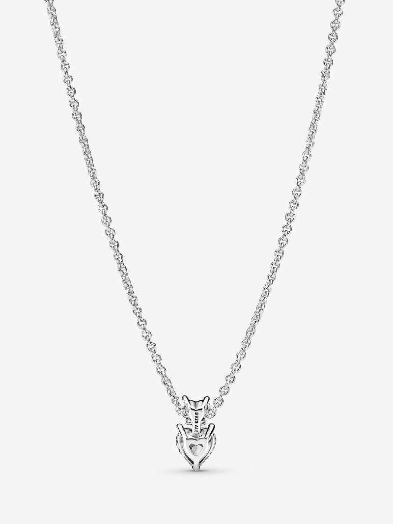 Double Heart Pendant Sparkling Collier Necklace - Sterling Silver - 391229C01-45