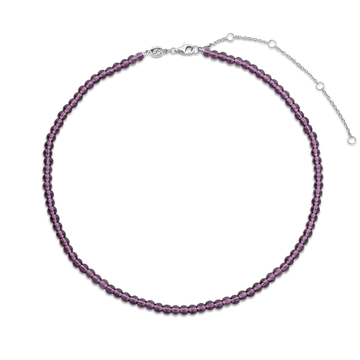 Milano Purple Bead Necklace - Silver - 3916PU/42