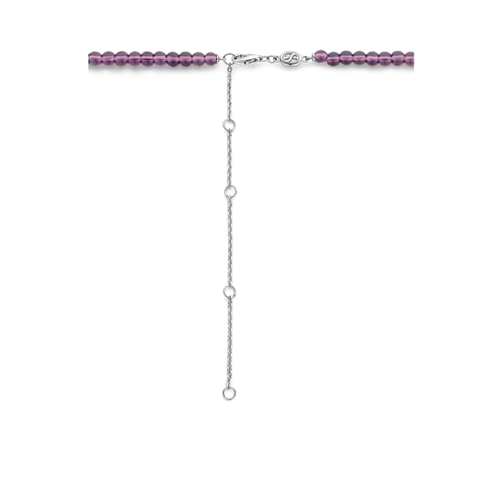 Milano Purple Bead Necklace - Silver - 3916PU/42