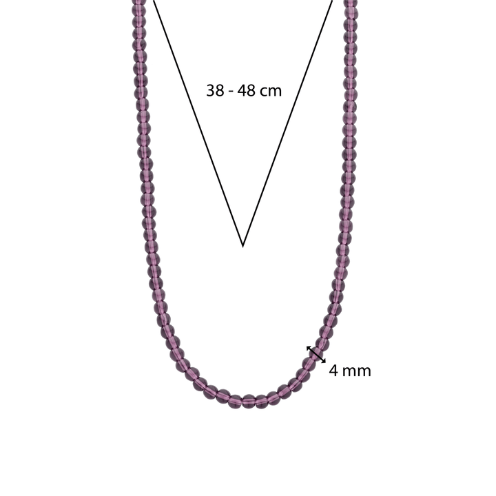 Milano Purple Bead Necklace - Silver - 3916PU/42
