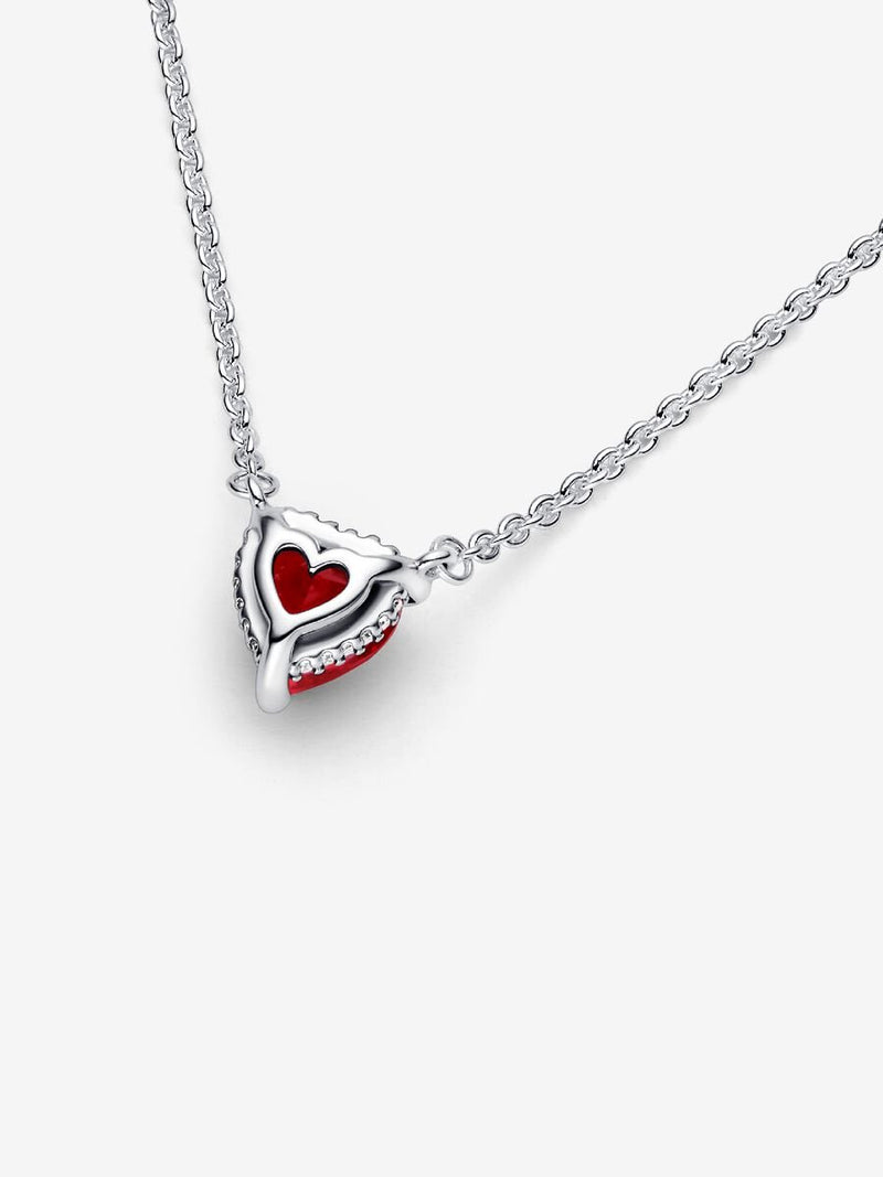 Sparkling Heart Halo Pendant Collier Necklace - Sterling Silver - 392542C01-45