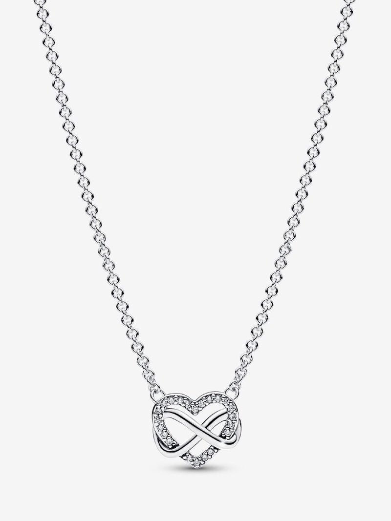 Sparkling Infinity Heart Collier Necklace - Sterling Silver - 392666C01-50