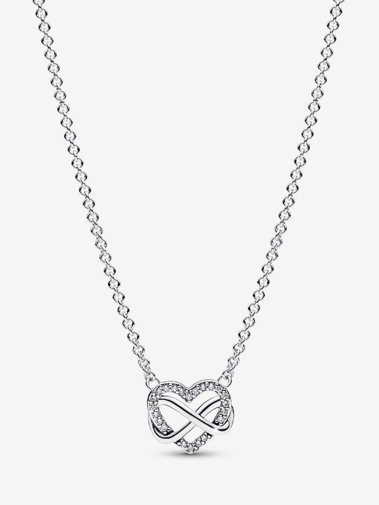 Sparkling Infinity Heart Collier Necklace - Sterling Silver - 392666C01-50