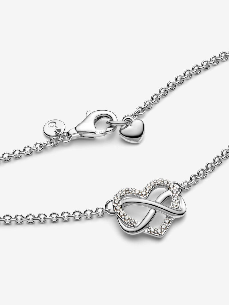 Sparkling Infinity Heart Collier Necklace - Sterling Silver - 392666C01-50
