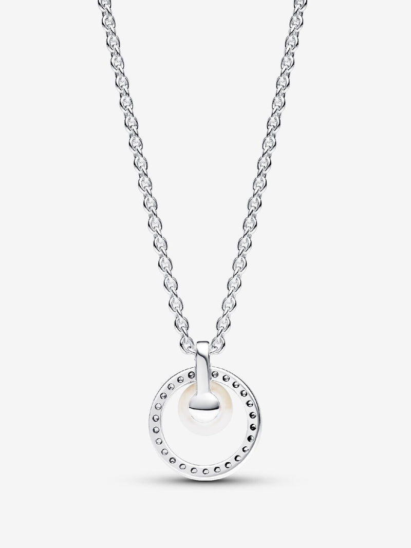 Treated Freshwater Cultured Pearl & Pavé Collier Necklace - Sterling Silver - 393165C01-45