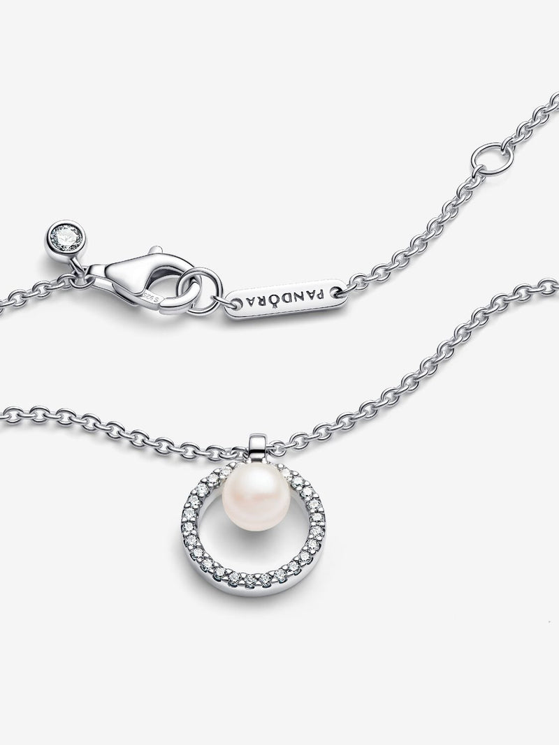 Treated Freshwater Cultured Pearl & Pavé Collier Necklace - Sterling Silver - 393165C01-45
