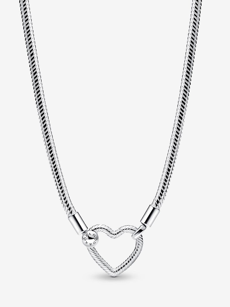 Heart Closure Snake Chain Necklace - Sterling Silver - 393377C00-45