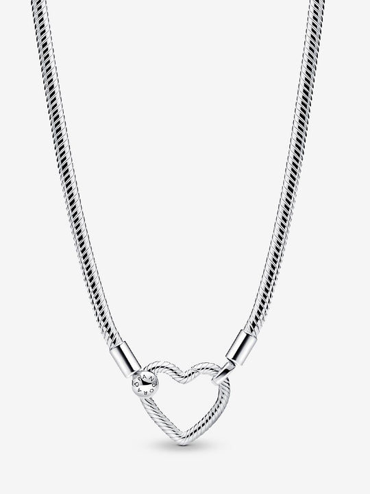 Heart Closure Snake Chain Necklace - Sterling Silver - 393377C00-45