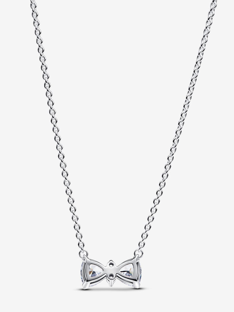 Sparkling Bow Necklace - Sterling Silver - 393509C01-45