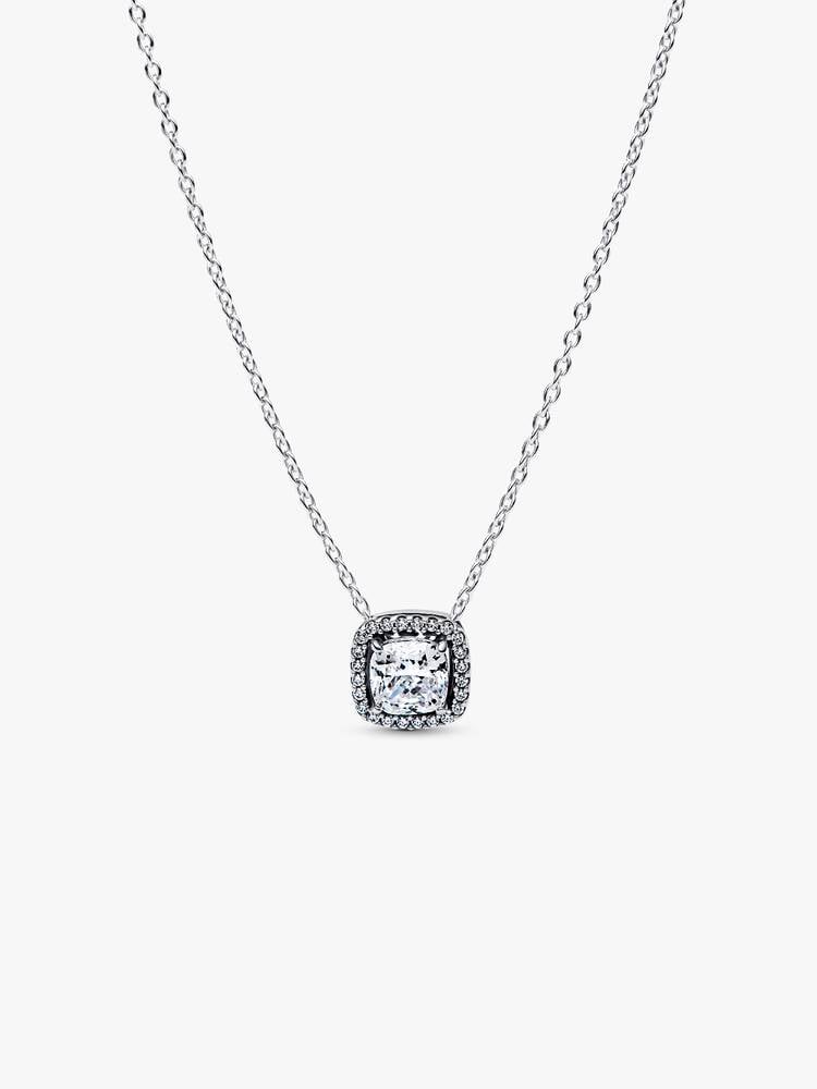 Halo Pendant Collier Necklace - Sterling Silver - 393560C02-45