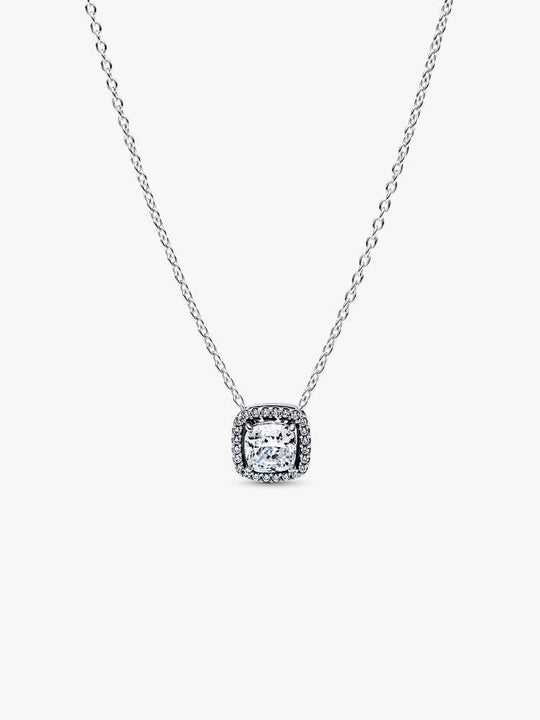 Halo Pendant Collier Necklace - Sterling Silver - 393560C02-45