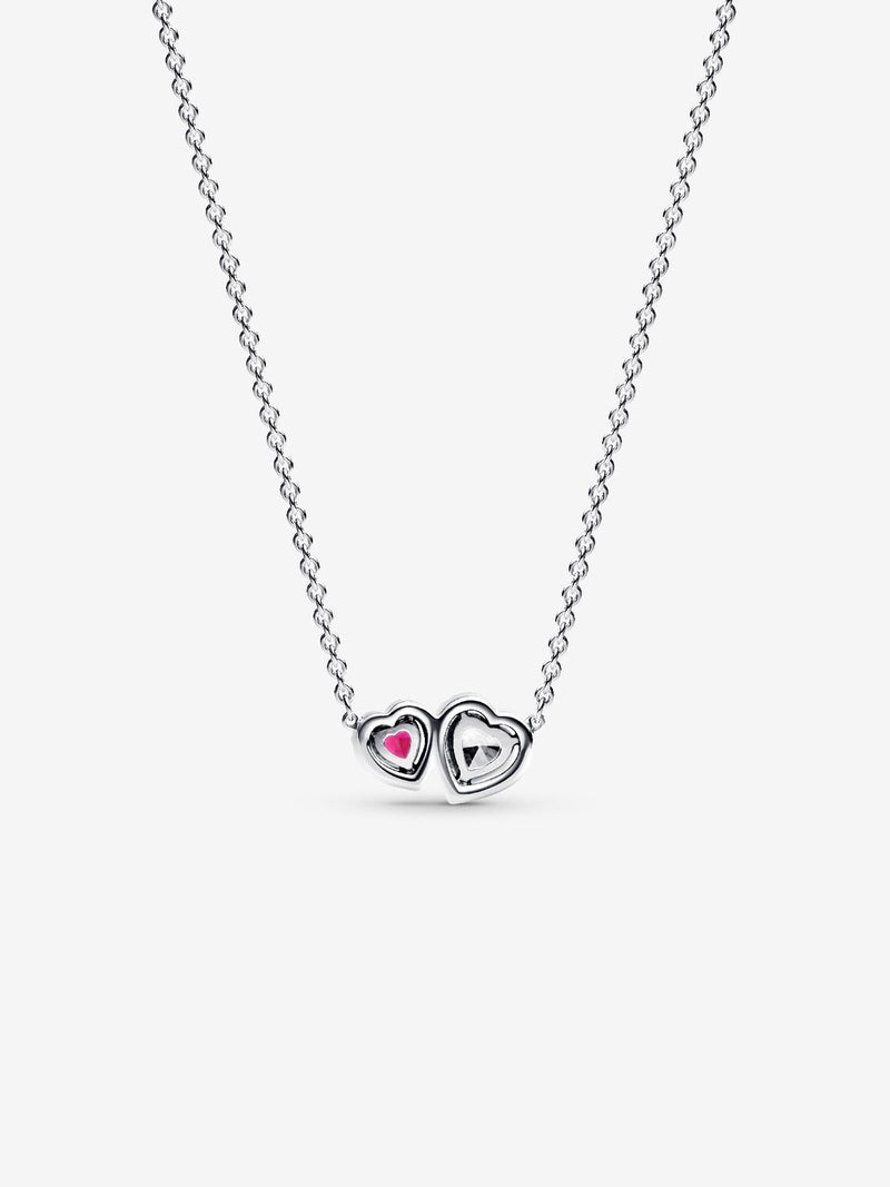 Halo Hearts Pendant Necklace - Sterling Silver - 393632C01-45