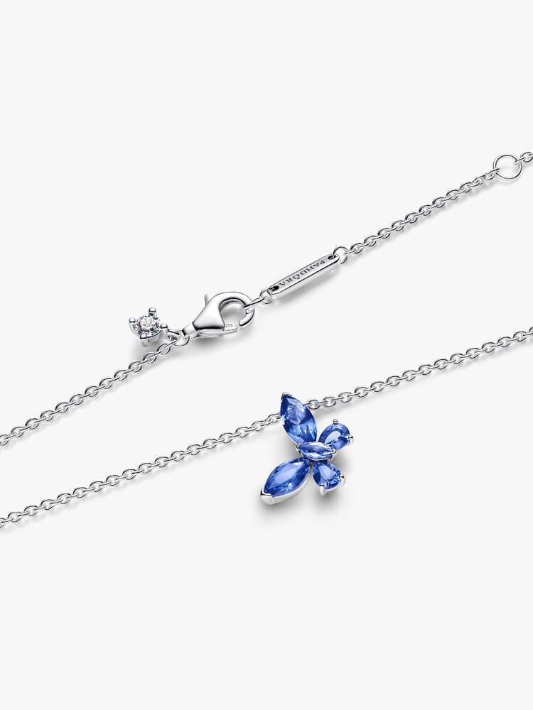 Butterfly Pendant Necklace, Blue - Sterling Silver - 394232C01-45