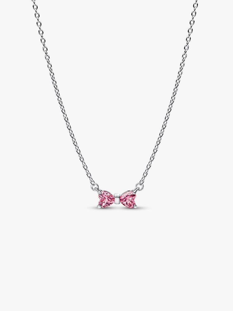 Bow Pendant Necklace, Pink - Sterling Silver - 394235C01-45