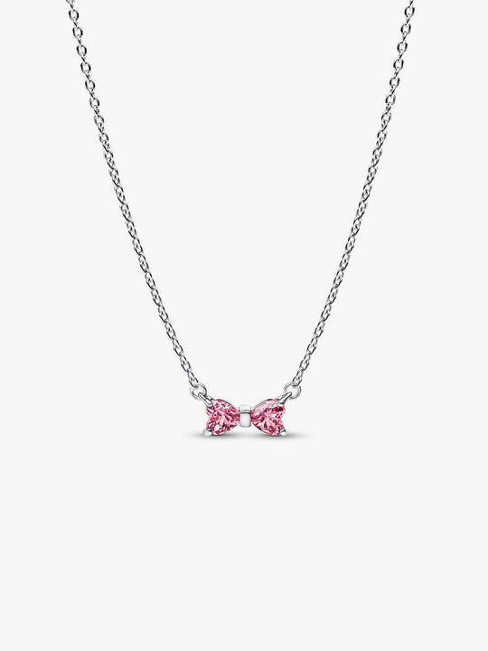 Bow Pendant Necklace, Pink - Sterling Silver - 394235C01-45