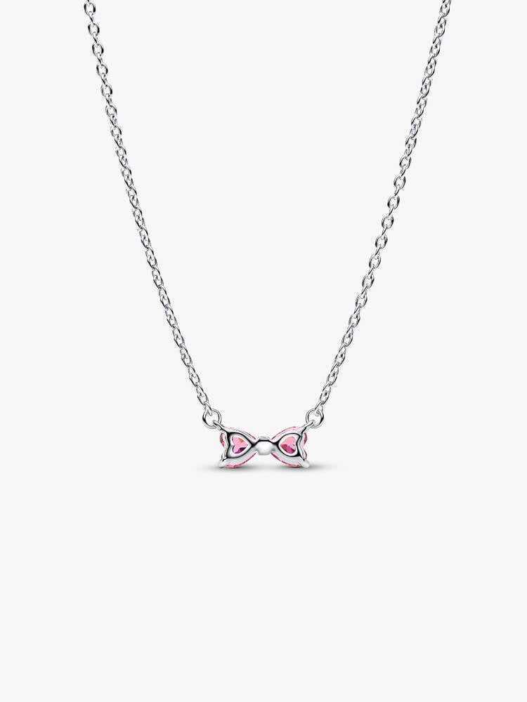 Bow Pendant Necklace, Pink - Sterling Silver - 394235C01-45
