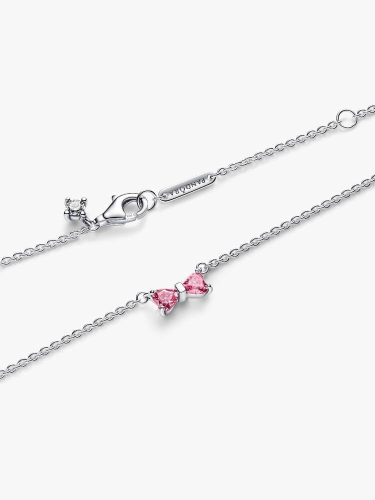 Bow Pendant Necklace, Pink - Sterling Silver - 394235C01-45