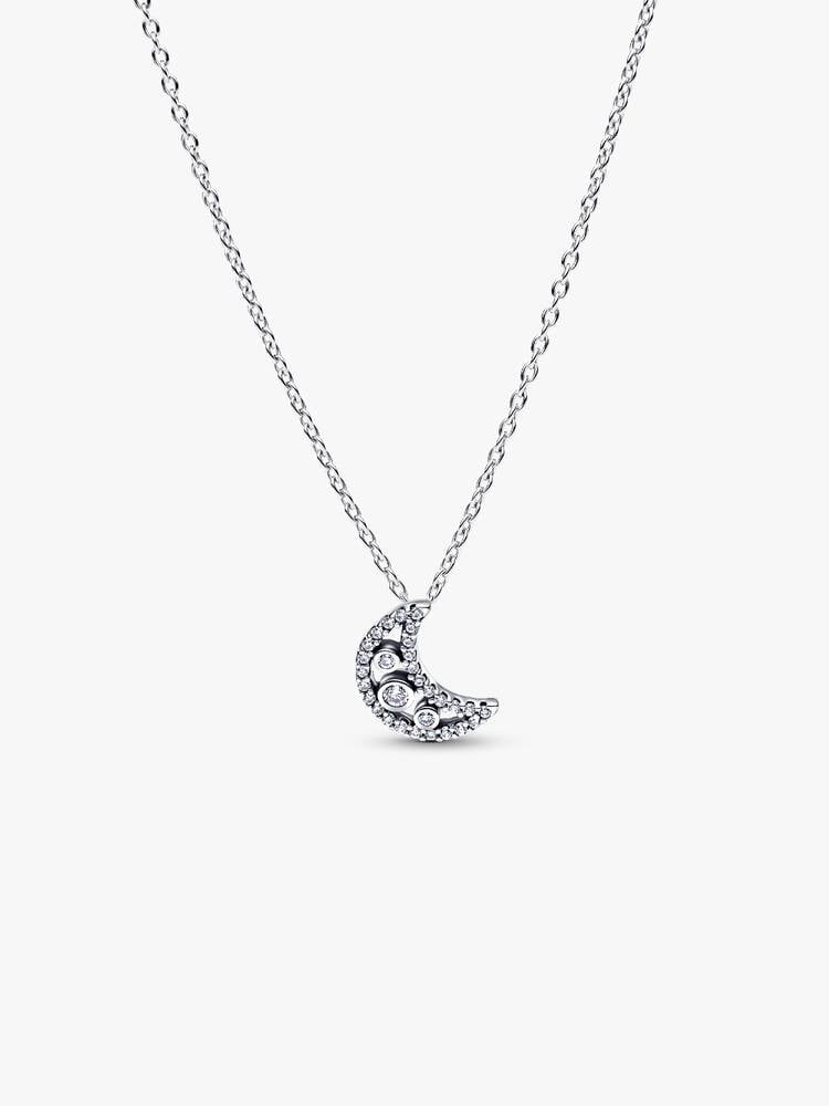 Crescent Moon Pendant Necklace - Sterling Silver - 394259C01-50