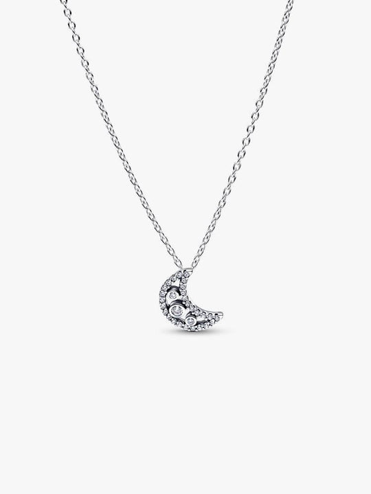 Crescent Moon Pendant Necklace - Sterling Silver - 394259C01-50