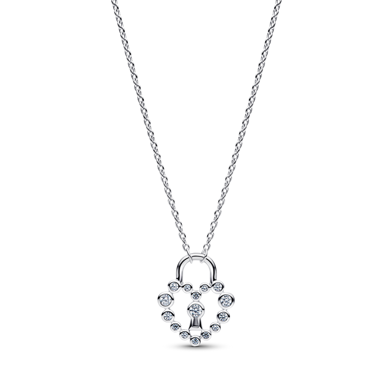 Heart Padlock Pendant Necklace - Sterling Silver - 394416C01-50