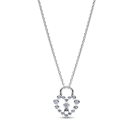 Heart Padlock Pendant Necklace - Sterling Silver - 394416C01-50