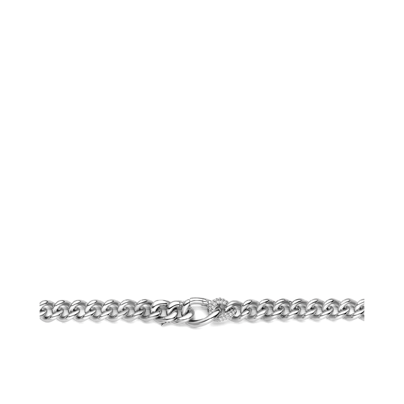 Milano Pave Chain Necklace - Silver - 3946ZI/45