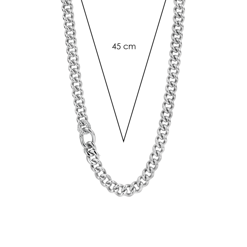 Milano Pave Chain Necklace - Silver - 3946ZI/45